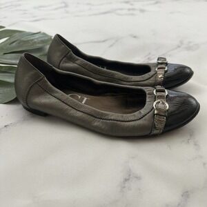 AGL Attilio Giusti Leombruni Womens Ballet Flats Size 36 Pewter Silver Cap Toe